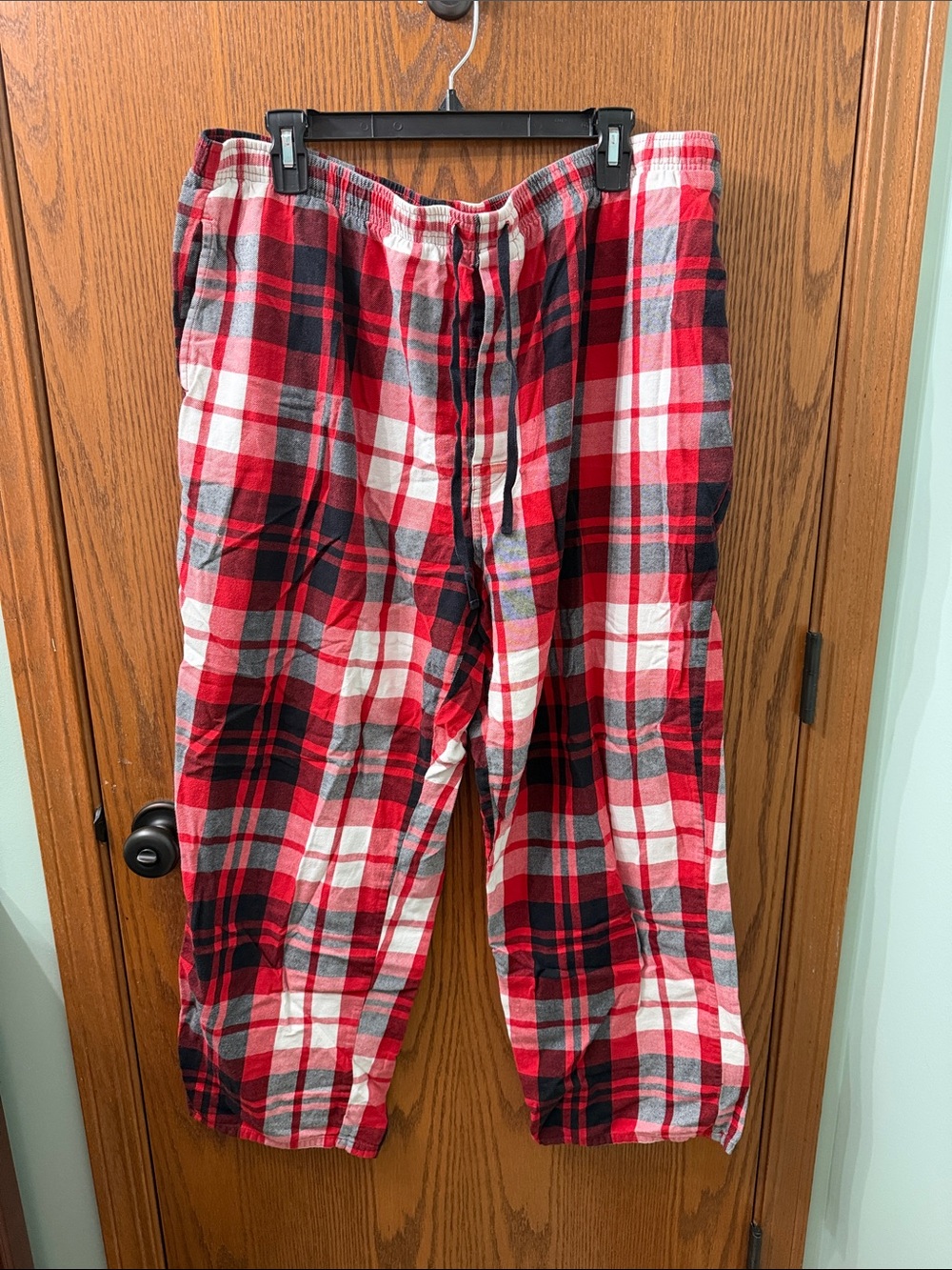 Men's Red Plaid Cotton Lounge Joggers with Drawstring